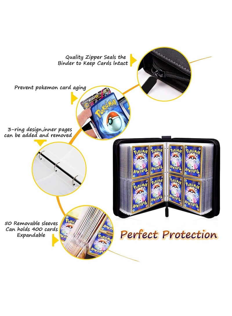 4 Pocket Binder Compatible With Pokemon Card,400 Pockets Portable Trading Cards Holder Collector Album With 50 Removable Sheets For Boys Girls - Image 5