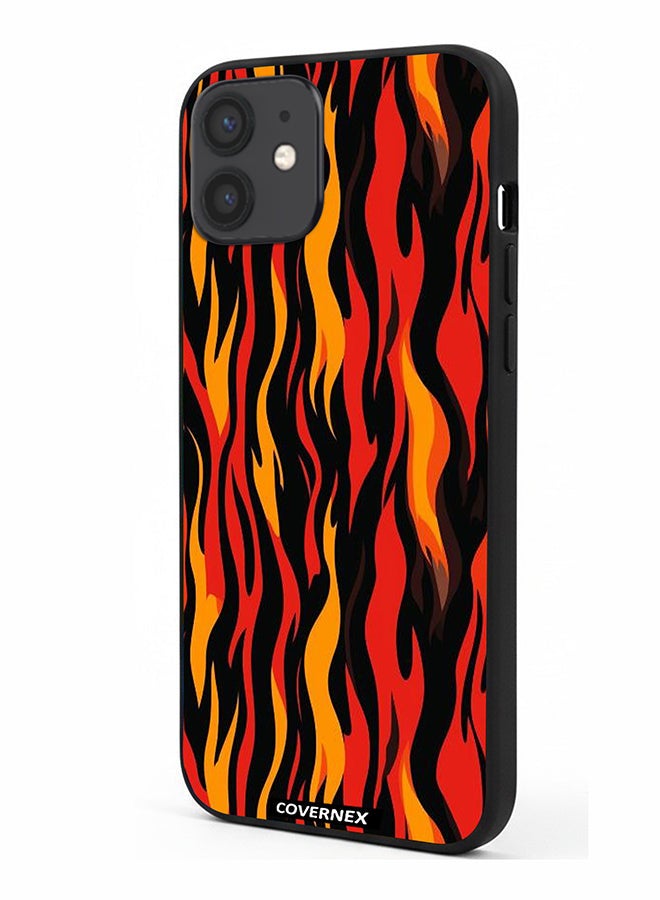 Covernex Apple iPhone 12 Protective Case Cover Printed Featuring Stylized Flame Pattern - Image 1