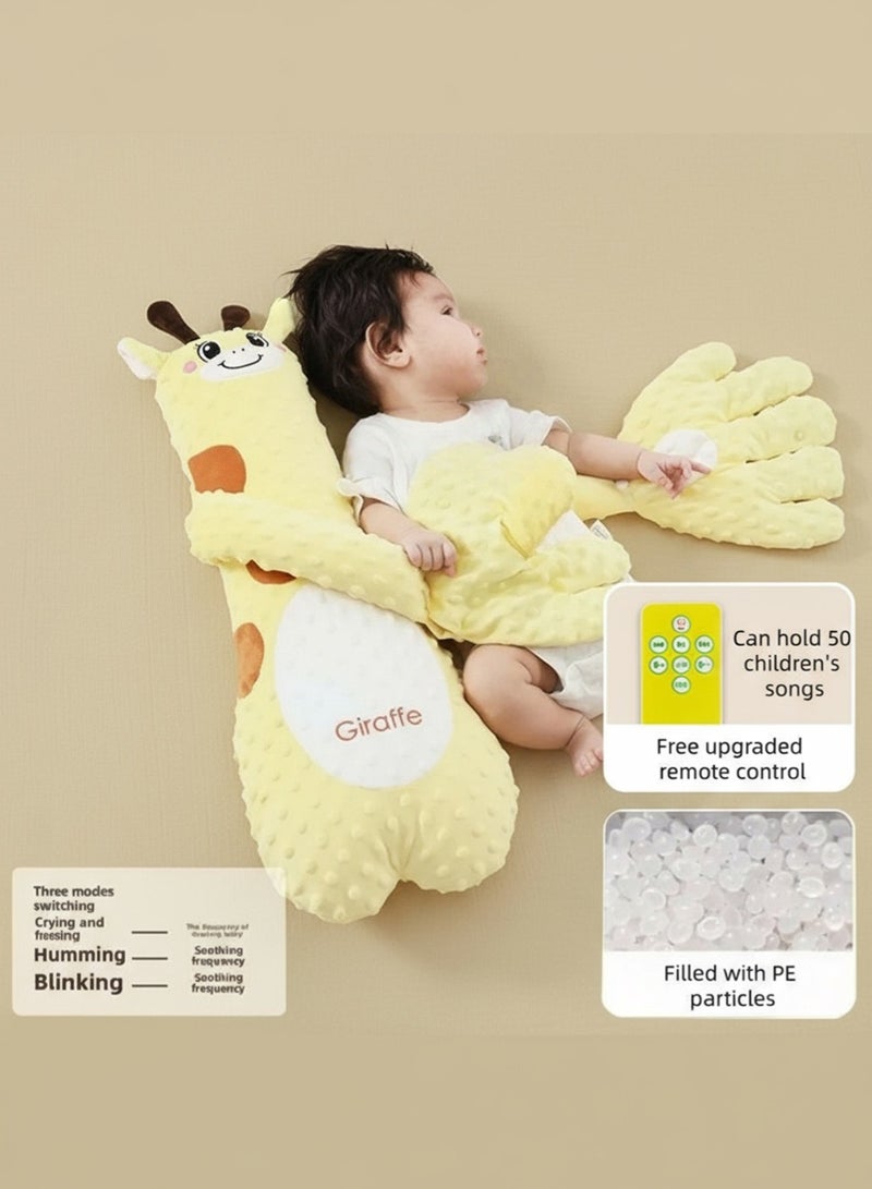 EzzySo Electric Smart Baby Soothing Palm with Music Remote Control Anti-Startle Toddler Sleep Pillow with Cute Giraffe Design for Newborns - Image 1