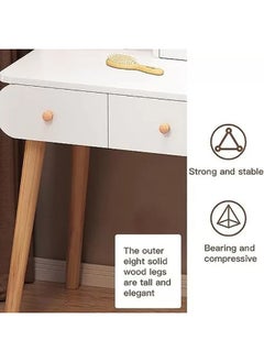 AGD Home Bedroom Dressing Table Set with Mirror and Drawers Makeup Table 80*40*120cm (Dressing Chair Not Included) White  - Image 5