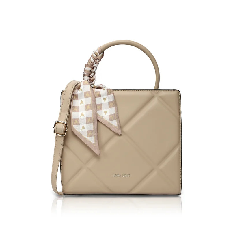 Luxe Women's  Quare25 Medium  Satchel (Beige)