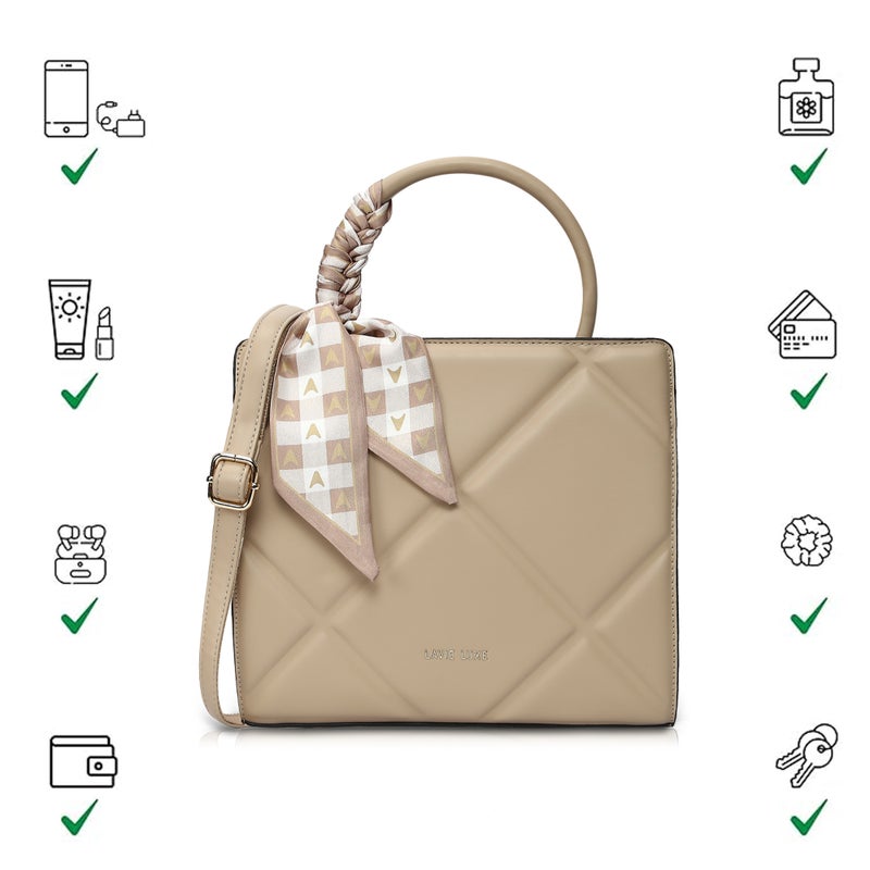 Lavie Luxe Women's  Quare25 Medium  Satchel (Beige) - Image 5