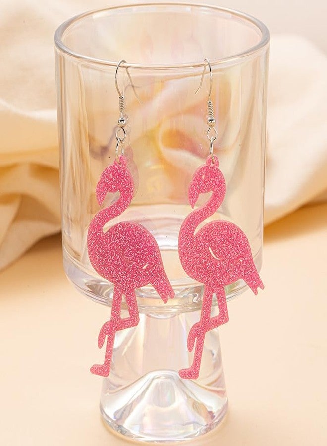 POYAMUSE Cute Flamingo Dangle Earrings for Women – Pink Acrylic Flamingo Earrings for Tropical Costumes and Flamingo Dress-pink - Image 2