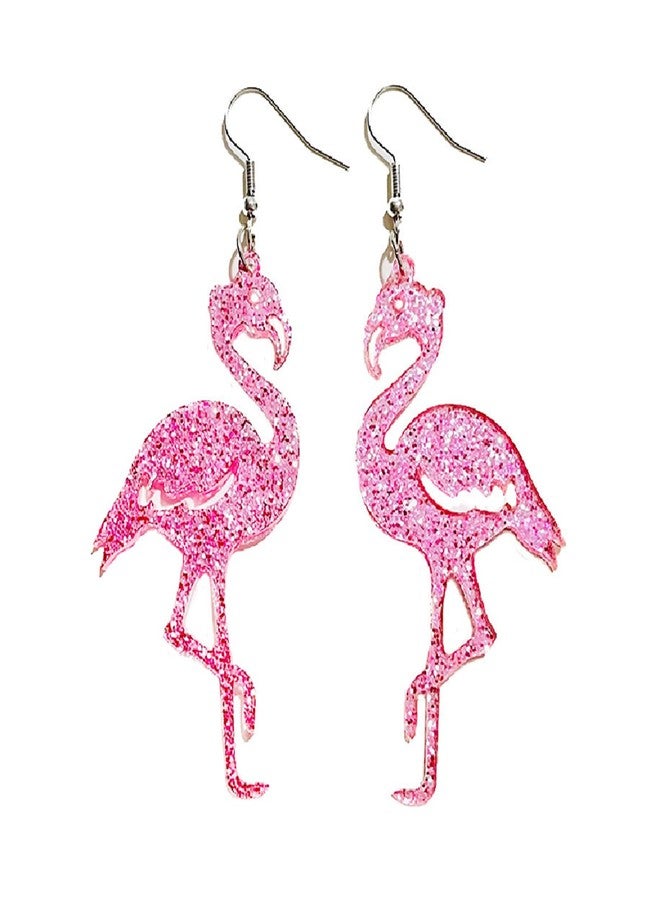 POYAMUSE Cute Flamingo Dangle Earrings for Women – Pink Acrylic Flamingo Earrings for Tropical Costumes and Flamingo Dress-pink - Image 1