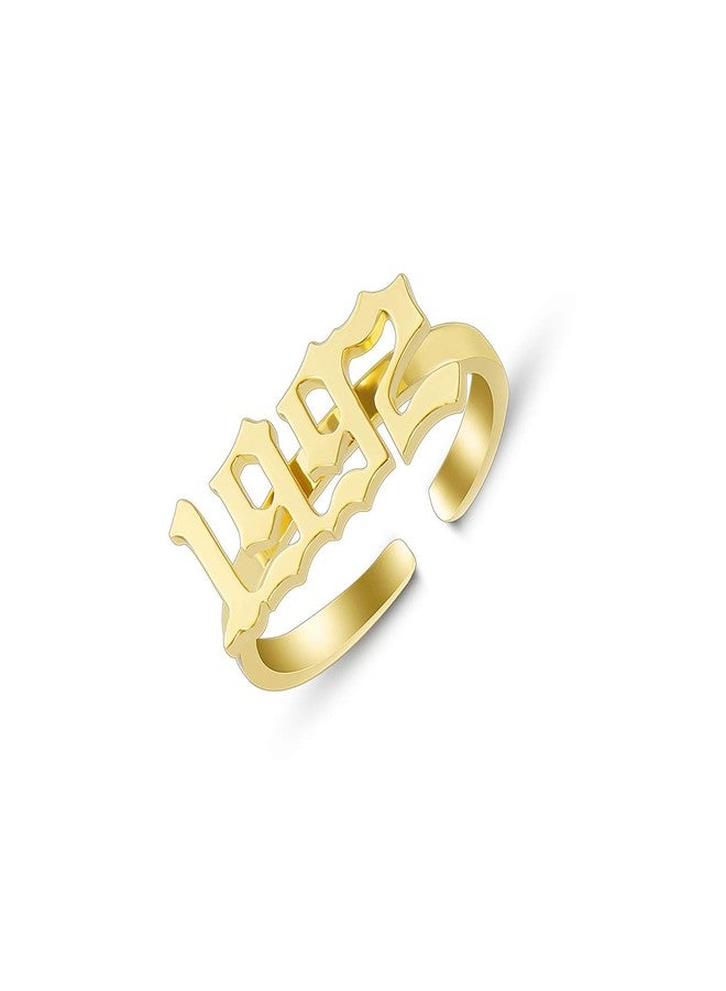 Glimmerst Birthday Year Ring,18K Gold Plated Stainelss Steel 1992 Birth Year Number Rings Memorable Adjustable Open Ring for Women - Image 1