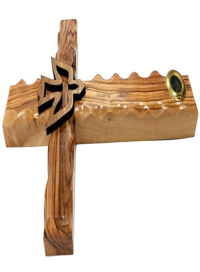 زولوف، 7.8 بوصة، صليب حمامة معلق على الحائط، هدية مسيحية، روح القدس، إسرائيل، ديكور خشبي منحوت، CRS022 - Image 4