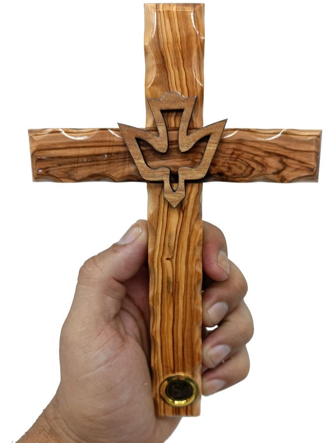زولوف، 7.8 بوصة، صليب حمامة معلق على الحائط، هدية مسيحية، روح القدس، إسرائيل، ديكور خشبي منحوت، CRS022 - Image 1