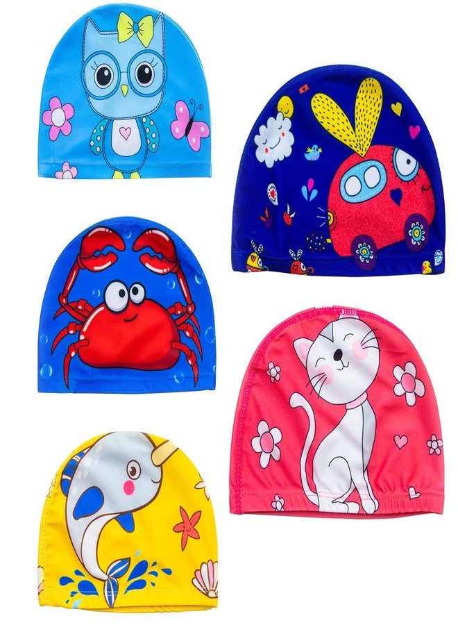 Osznmmg 5pcs Kids Swim Caps for Boys Girls Kids Swim Cap Pool Cap for Kids Swimming Hat for Kids Child Swimming Caps for Long and Short Hair - Image 1