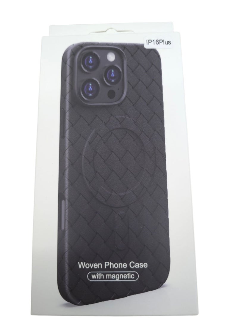 جراب لهاتف 16بلس مقاس 6.7 بوصة، مصنوع من نسيج كامل، ملمس الجلد، أداة مبتكرة تجمع بين الحماية القصوى والتصميم الأنيق، باستخدام مواد عالية الجودة وتقنيات متقدمة، اللون: (أسود) - Image 3