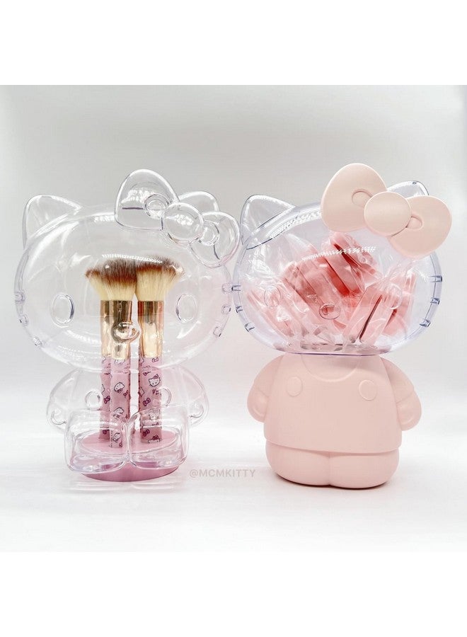 IMPRESSIONS VANITY · COMPANY Impressions Vanity Hello Kitty 6 Pcs Makeup Brush Set With Clear Cloche Super Soft Brushes For Foundation Face Powder Blending Eye Shadow With Cute Hello Kitty 3D Holder Organizer (Pink) - Image 5