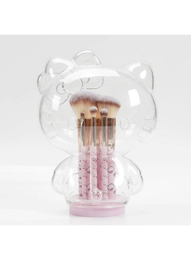 IMPRESSIONS VANITY · COMPANY Impressions Vanity Hello Kitty 6 Pcs Makeup Brush Set With Clear Cloche Super Soft Brushes For Foundation Face Powder Blending Eye Shadow With Cute Hello Kitty 3D Holder Organizer (Pink) - Image 2