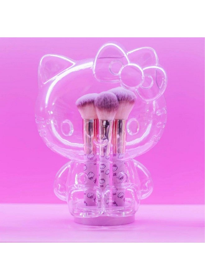 IMPRESSIONS VANITY · COMPANY Impressions Vanity Hello Kitty 6 Pcs Makeup Brush Set With Clear Cloche Super Soft Brushes For Foundation Face Powder Blending Eye Shadow With Cute Hello Kitty 3D Holder Organizer (Pink) - Image 4