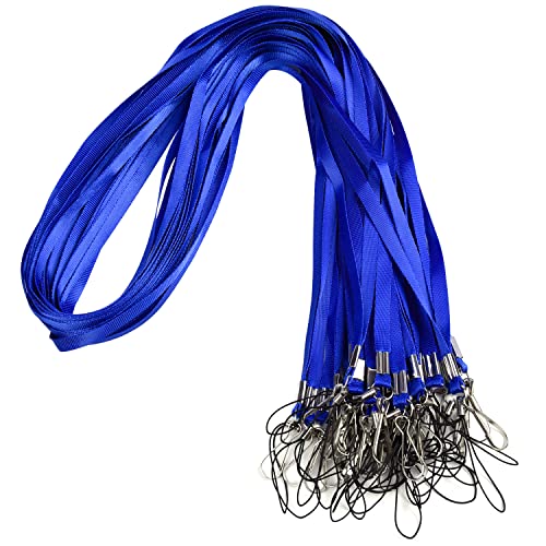 Wisdompro 30 Pack of 17 inch Nylon Neck Lanyard Strap with J-Hook and Tone Split Ring for Office USB Flash Drives, Keys, Keychains, ID Name Tag Badge Holders or other Portable item - Blue - Image 1