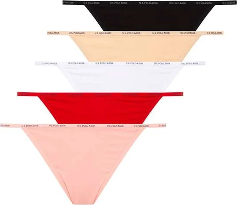 يو اس بولو اسن BASE. Polo Assn. 67003 Women's 5-Pack String - Black&skin&white&salmon&red