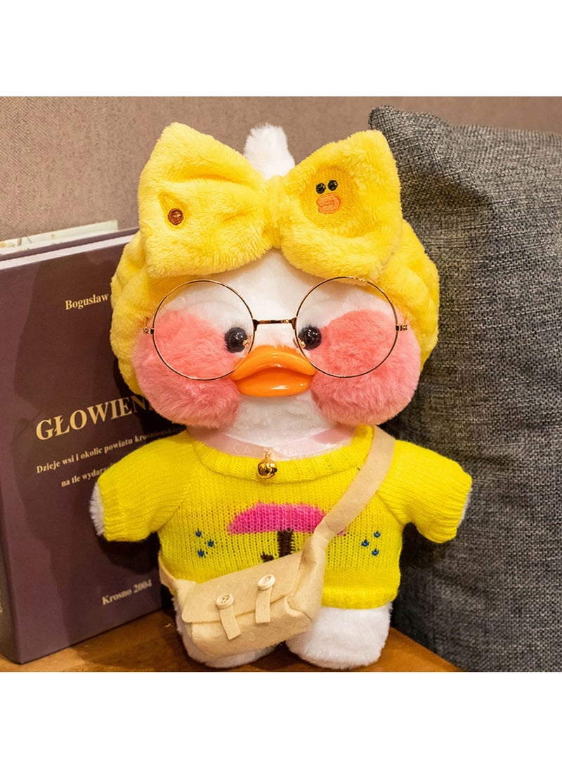 SYOSI Duck Stuffed Animal Toy Yellow Soft Plush for Kids Girls DIY Hugglable with Cute Hat and Costume Best Gifts Duckling Glasses 12inch 30cm  - Image 1