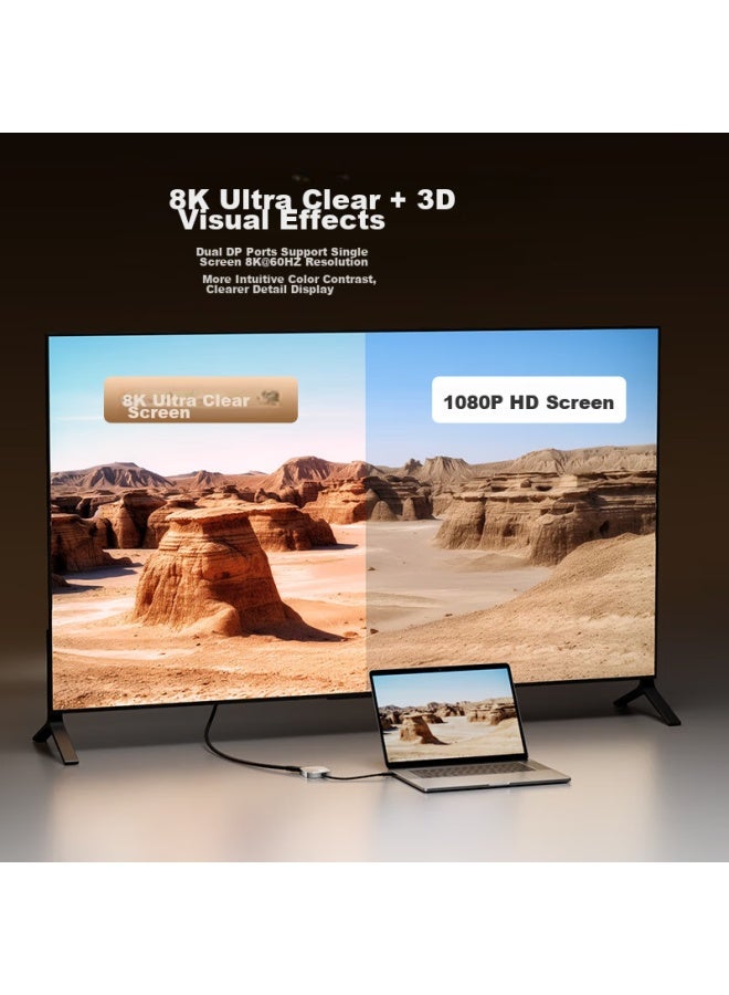 Acasis Akasis Leidian 3 Expansion Dock, Type-c To Dual Dp, Three-screen Independent Display, Type-c To Dual Dp Expansion, Dp To Hdmi One-to 8k Ultra Hd Independent Display, Desktop Office Expansion Dock, Tb2d - Image 2