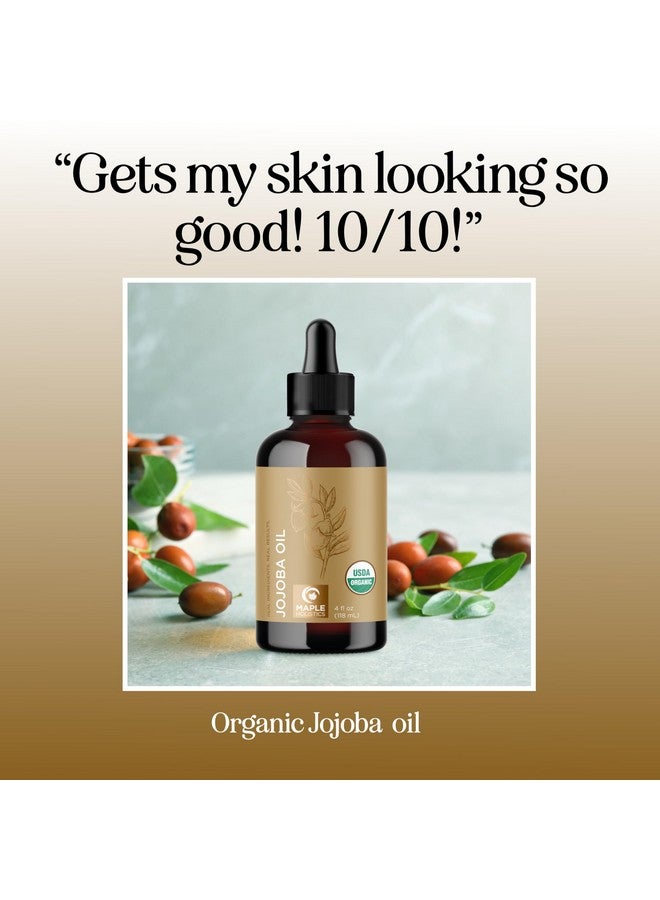 Maple Holistics Organic Jojoba Oil Cold Pressed Unrefined - 100% Pure Jojoba Oil Organic Certified For Skin Hair & Nails - Organic Skin Care & Natural Beauty Diy Carrier Oil - Dermatologist Tested & Non Gmo (4Oz) - Image 2