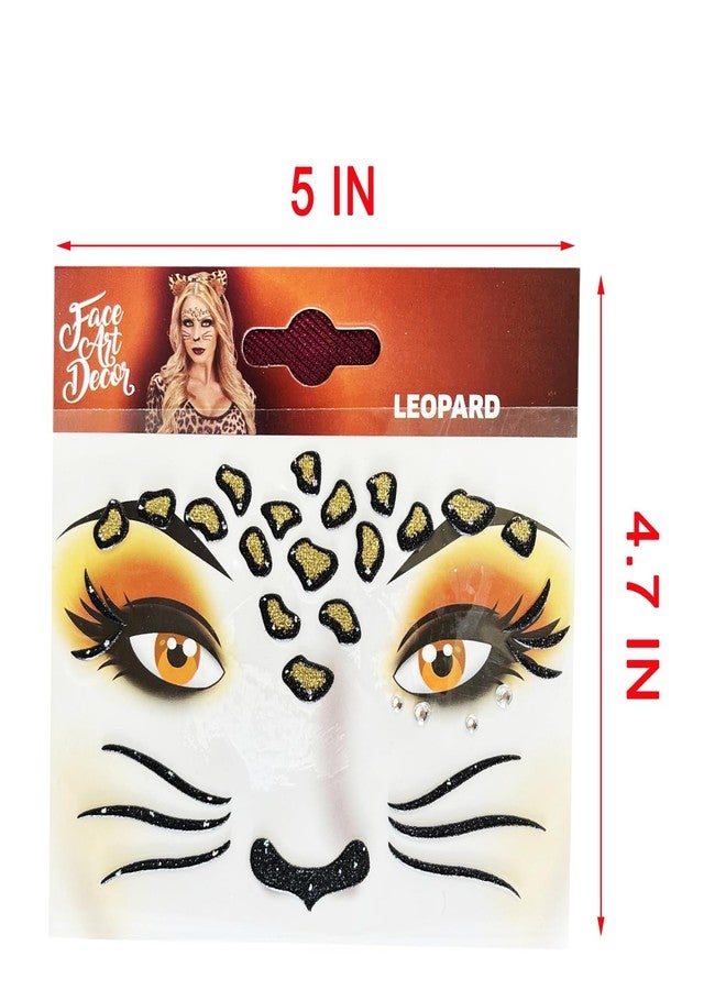 Kotbs 6-Pack Glitter Animal Face Stickers - Sparkling Face Tattoos for Halloween, Cosplay, and Party Decorations - Reusable Gold Glitter Face Stickers - Image 5
