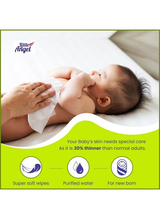Little Angel - Super Soft Cleansing Baby Wipes, 648 Count, Enriched With Aloe Vera & Vitamin E, Ph Balanced, Dermatologically Tested & Alcohol-Free, Pack Of 9, 72 Count/Pack - Image 1