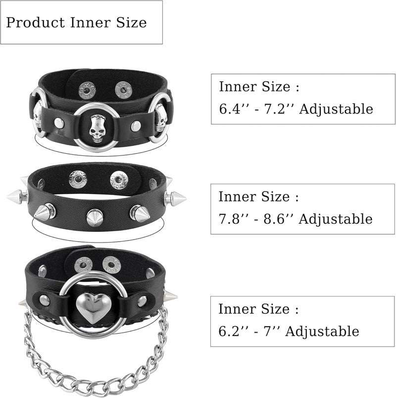 Mafnee Store Mens Bracelet Braided Leather Punk Rock Cuff Bracelets Wrap Bracelet for Men Women Black - Image 4