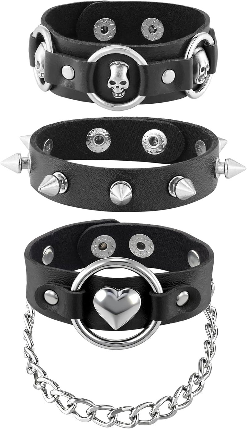 Mafnee Store Mens Bracelet Braided Leather Punk Rock Cuff Bracelets Wrap Bracelet for Men Women Black - Image 1