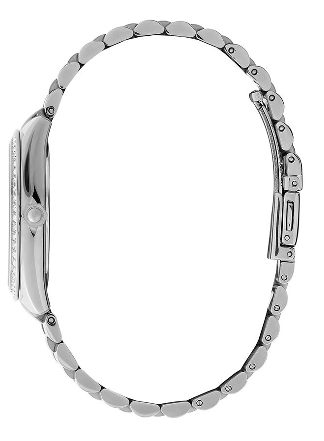 OLIVIA BURTON ساعة أوليفيا بورتون الدائرية التناظرية للنساء بحالة فضية بيضاء - 24000138 - Image 4