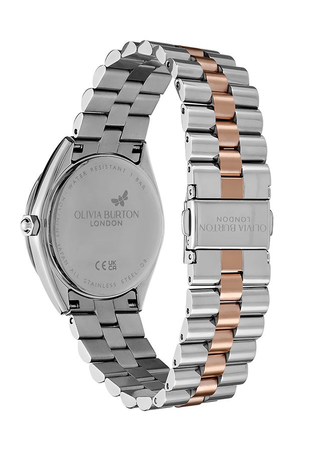 OLIVIA BURTON ساعة أوليفيا بورتون الدائرية التناظرية للنساء بحالة فضية بيضاء - 24000138 - Image 5