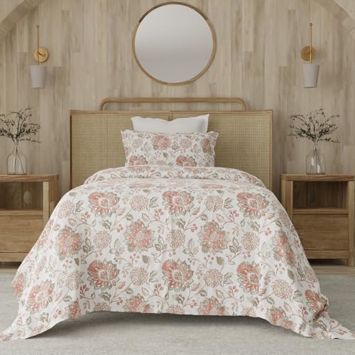Layers Zen Cotton Blend 225 CVC Multicolor Jacobean Print | 1 Single Bedsheet & 1 Pillow Cover | Breathable & Anti-Wrinkle | 2.23m x 1.5m - Image 2