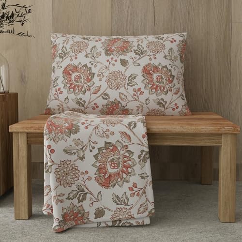 Layers Zen Cotton Blend 225 CVC Multicolor Jacobean Print | 1 Single Bedsheet & 1 Pillow Cover | Breathable & Anti-Wrinkle | 2.23m x 1.5m - Image 4