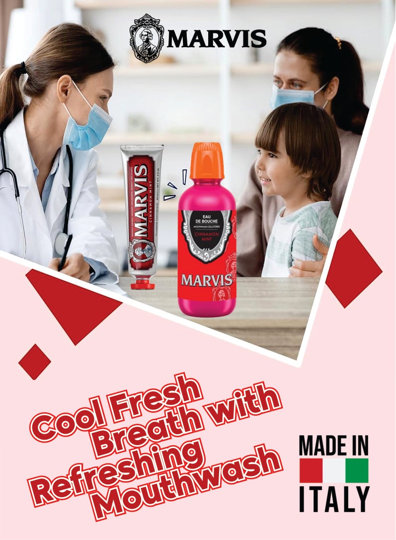 Marvis Cinnamon Mint Oral Care Set – Fluoride Toothpaste 85ml + Mouthwash 400ml, Long-Lasting Freshness & Daily Hygiene - Image 2
