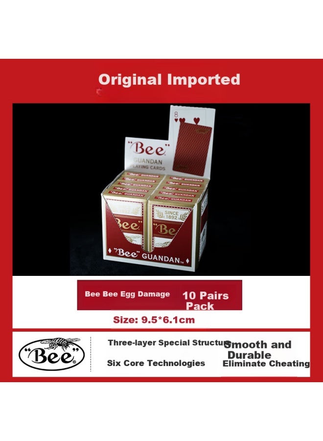 Bee Bee Poker Cards For Gwom-pei, Poker Tournament Entertainment Competitive Card Game, 10 Red Decks - Image 1