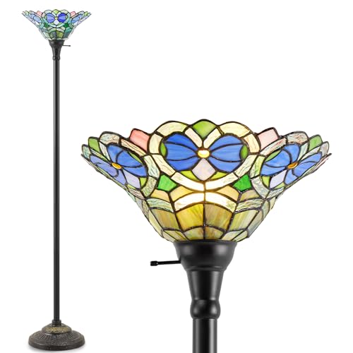 Luvkczc Tiffany Torchiere Floor Lamp - 70" Victorian Stained Glass Lamp Antique Tiffany Style Standing Light for Home,Office,Hotel Decor - Image 1