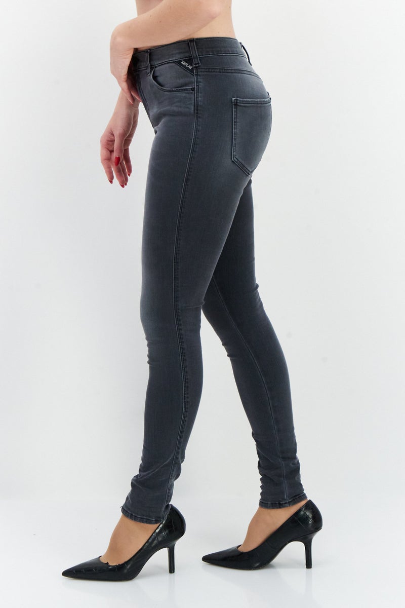 Replay Women Stella Fit Washed Stretchable Jeans, Grey - Image 2