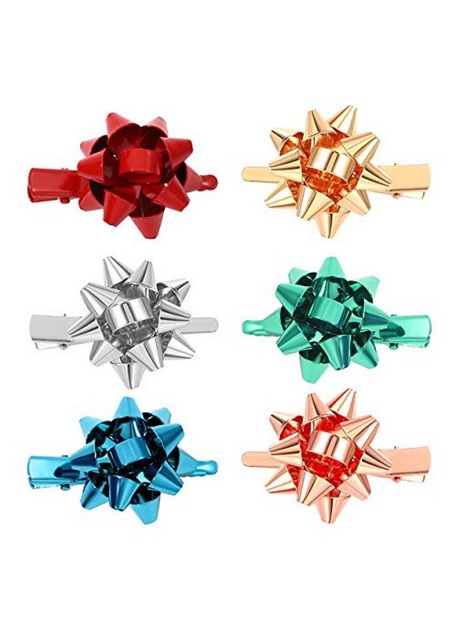 NVENF 6Pcs Christmas Bow Hair Clips For Women Girls Xmas Bow Hair Clip Festive Alligator Hair Clips Holiday Hair Accessory Party Gifts (Style A 6Pcs Xmas Bow) - Image 3