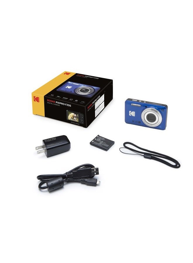 Photo4Less Kodak PIXPRO FZ55 Digital Camera (Blue) + 32GB Memory Card + Point and Shoot Camera Case + Extendable Monopod + Lens Cleaning Pen + LCD Screen Protectors + Table Top Tripod – Ultimate Bundle - Image 3
