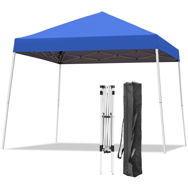 Oneofics Canopy Tent, 10X10 FT Pop Up Canopy Outdoor Instant Tent Slant Legs with Carrying Bag, Portable Gazebo Shelter for Patio Deck Garden and Beach - 8X8 FT Canopy Cover, Blue - Image 1