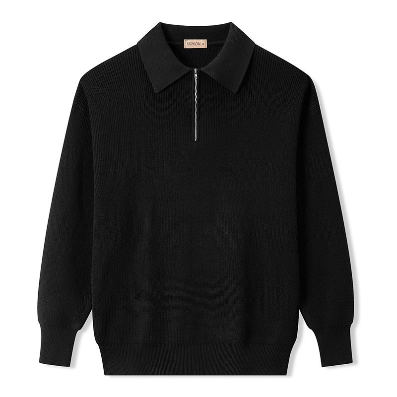 Mens Classic Knitted Sweater Casual Autumn Style Black - Image 4