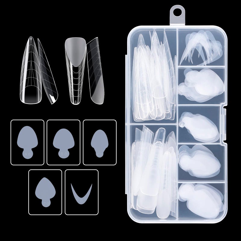 NMKL38 108pcs Dual Nail Forms Silicone French Forma Sticker Acrylic Aquarium Nail Tips Reusable Extension Molds Manicure Tools
