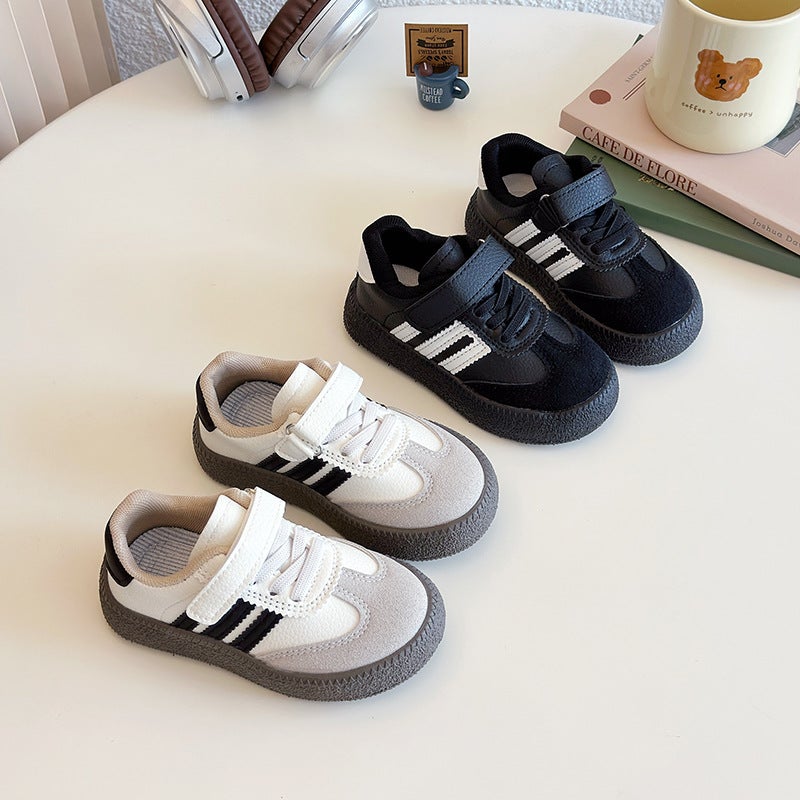 Korean Version Of Children'S Moral Training Shoes 2025 Spring New Boys And Girls Casual Board Shoes Student Small White Shoes Baby Parent Shoes - Image 3