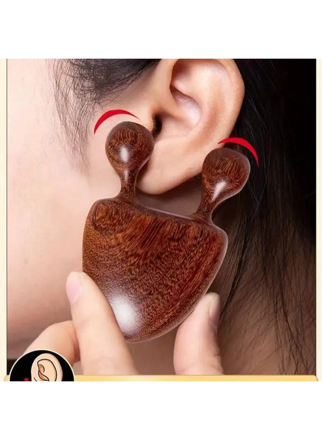 1 قطعة مساج وجهي من خشب الصندل الطبيعي لجناح الأنف والضغط على نقاط الوجه بالكامل - Image 3