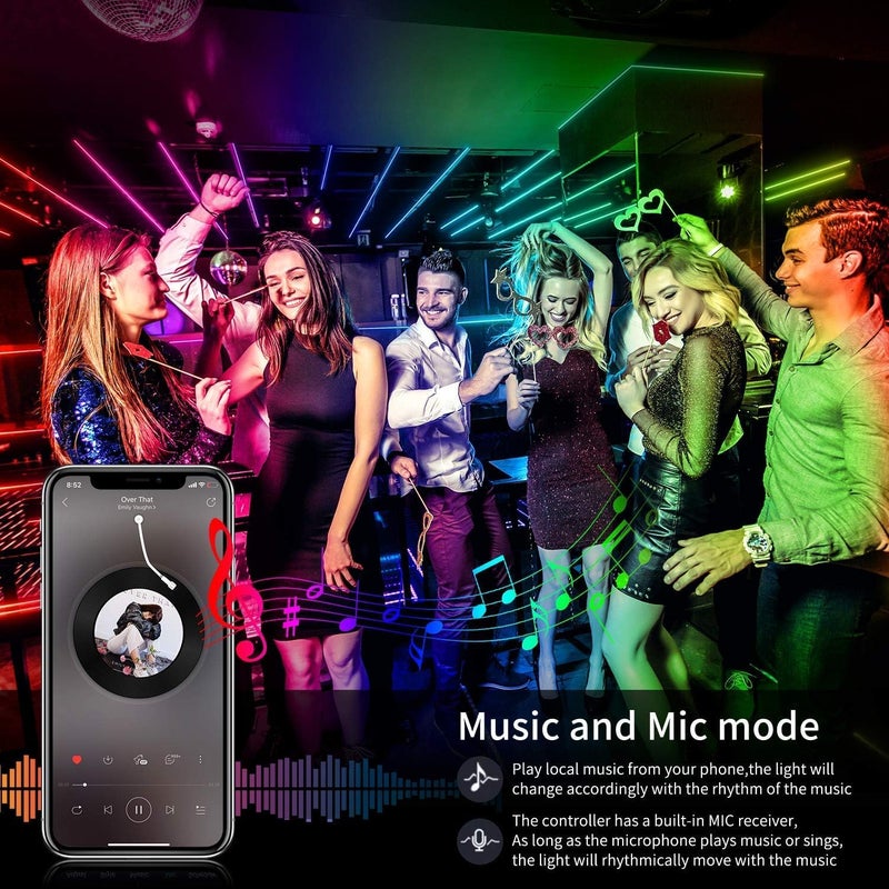 AILBTON 65.6ft/20M Led Strip Lights, Long Smart Music Sync 5050 RGB Color Changing Light Strip Bluetooth APP/IR Remote/Switch Box Control Rope Lights LED Lights for Bedroom,Party,Home Decoration,Festival - Image 2