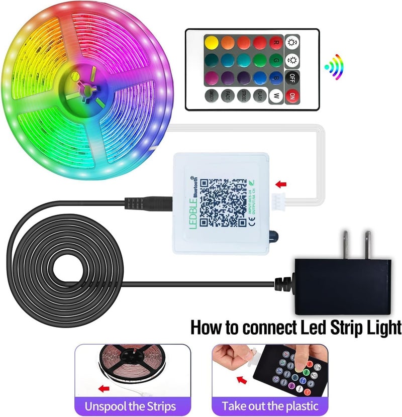 AILBTON 65.6ft/20M Led Strip Lights, Long Smart Music Sync 5050 RGB Color Changing Light Strip Bluetooth APP/IR Remote/Switch Box Control Rope Lights LED Lights for Bedroom,Party,Home Decoration,Festival - Image 5