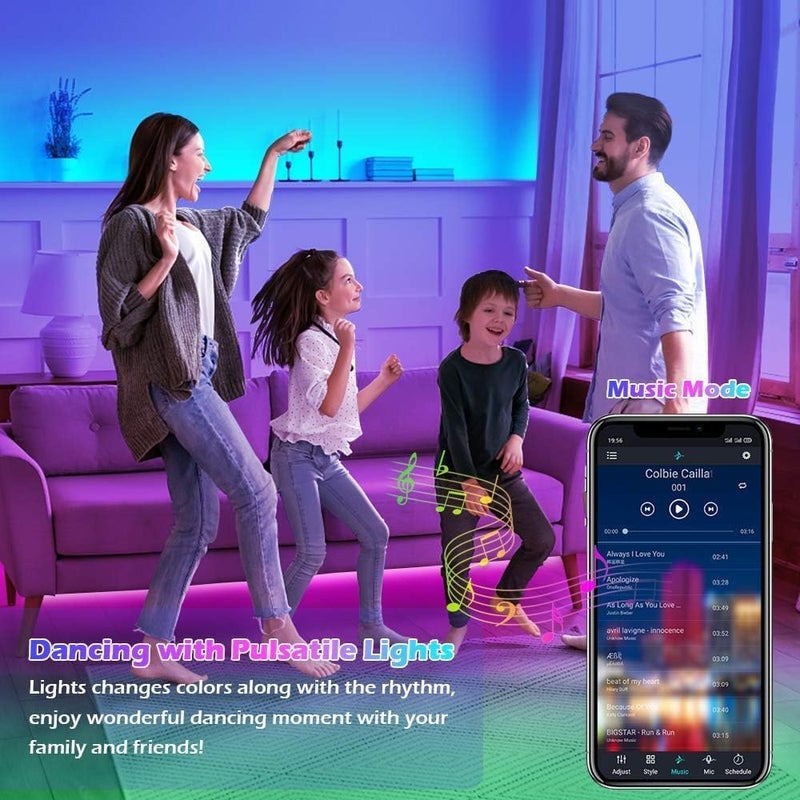 AILBTON 65.6ft/20M Led Strip Lights, Long Smart Music Sync 5050 RGB Color Changing Light Strip Bluetooth APP/IR Remote/Switch Box Control Rope Lights LED Lights for Bedroom,Party,Home Decoration,Festival - Image 4