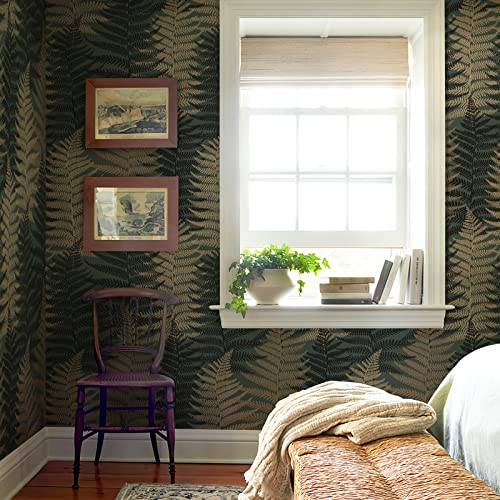 JiffDiff Botanical Fern Wallpaper Green Moody Peel and Stick Wallpaper 17.73" x 118.1" Forest Textured Self Adhesive Temporary Wall Paper for Bathroom Bedroom Apartment Friendly - Image 4