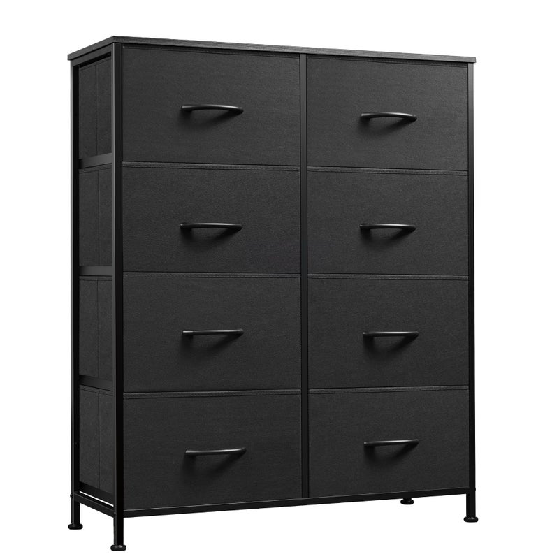 WLIVE Fabric Dresser for Bedroom, Tall Dresser with 8 Drawers, Storage Tower with Fabric Bins, Double Dressers, Chest of Drawers for Closet, Living Room, Hallway, Charcoal Black - Image 1