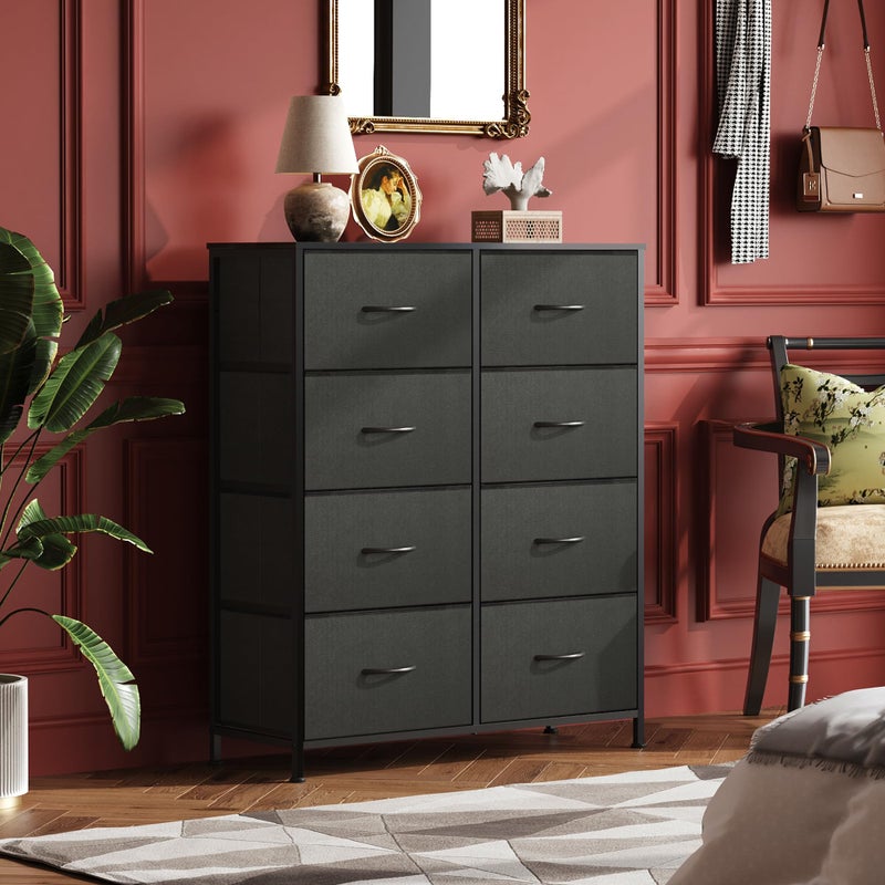 WLIVE Fabric Dresser for Bedroom, Tall Dresser with 8 Drawers, Storage Tower with Fabric Bins, Double Dressers, Chest of Drawers for Closet, Living Room, Hallway, Charcoal Black - Image 3