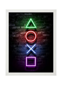 Triangle Square Circle X Digital Neon Wall Art Poster Frame