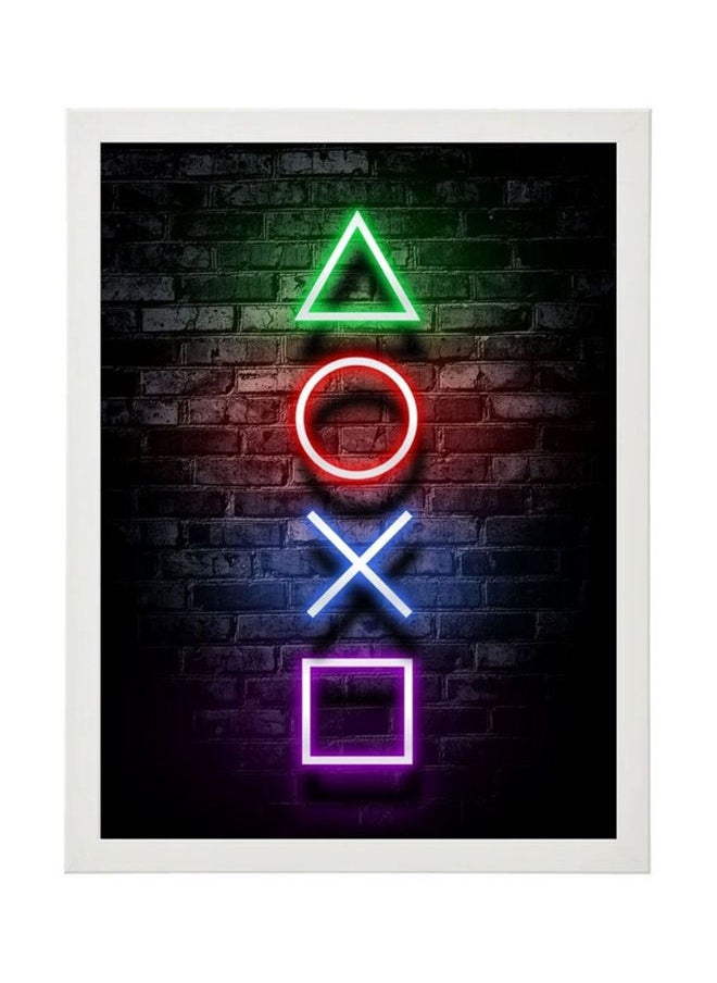 MEC - Triangle Square Circle X Digital Neon Wall Art Poster Frame - Image 1