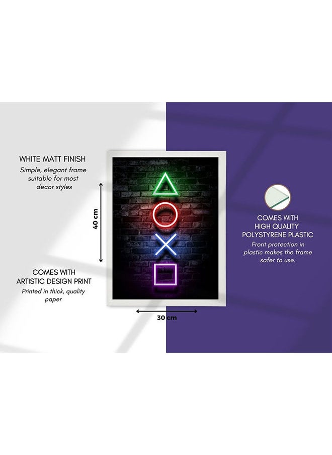 MEC - Triangle Square Circle X Digital Neon Wall Art Poster Frame - Image 1
