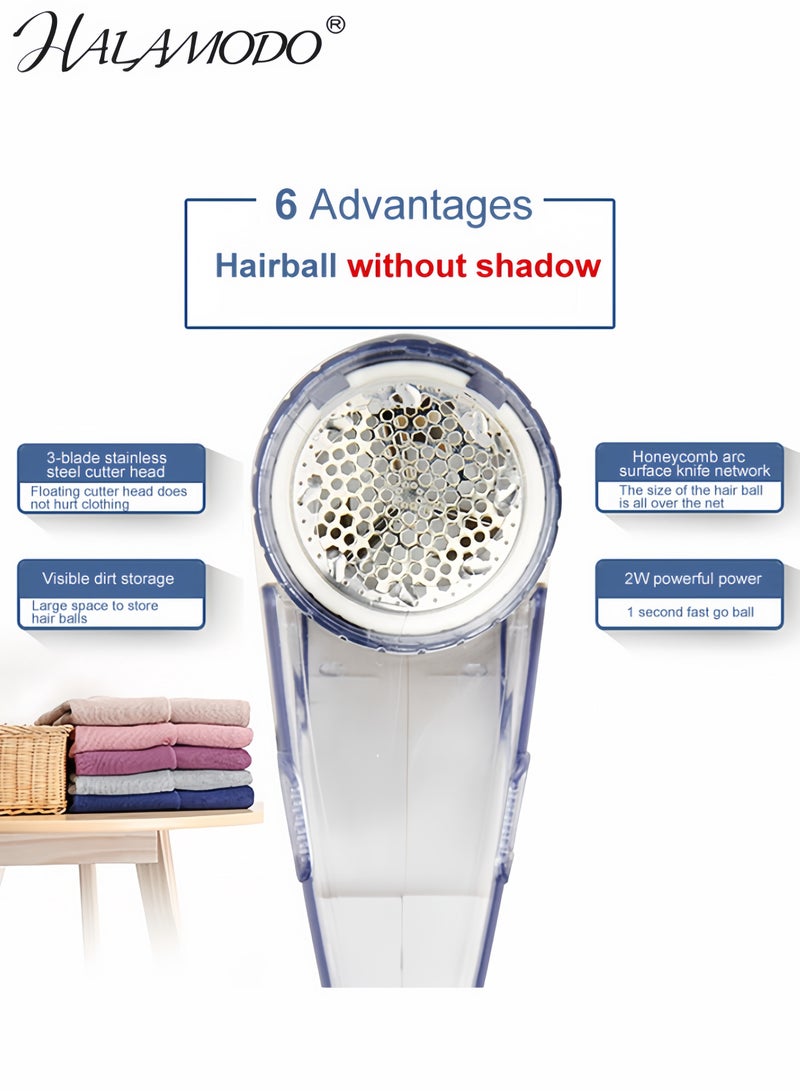 هالامودو مزيل وبر كهربائي من القماش أبيض أزرق ١٦×١١.١×٧ سم - Image 2